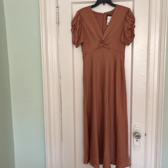 Taylor Women's Knot Front Dress with Puff Sleeve - Picture 7 of 7